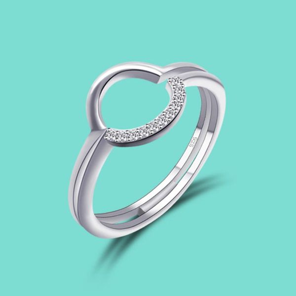 

wedding rings simple female 100% 925 silver ring geometric round opening design valentine's day gift body jewelry, Slivery;golden