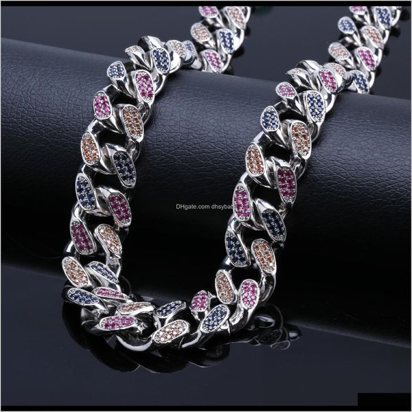 

necklaces & pendants drop delivery 2021 iced out chains 18mm diamond miami cuban link chain luxury designer necklace mens hip hop jewelry bl, Silver