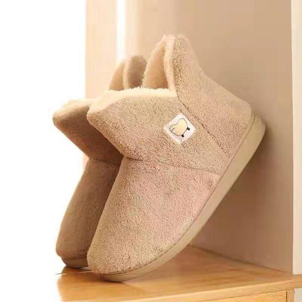 

slippers 2021 winter waterproof shoes anti dirty warm plush ladies house fur non-slip cotton, Black
