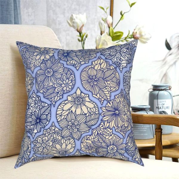 

moroccan floral lattice arrangement purple square pillowcase polyester printed zip decorative pillow case bed cushion cover 18"