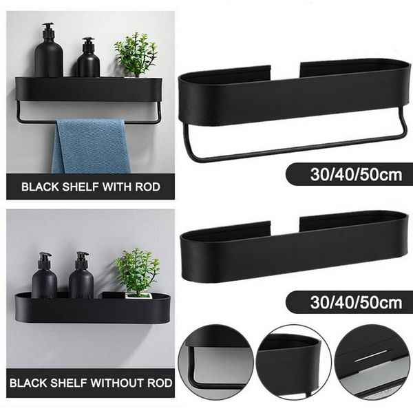 

towel racks black bathroom shelf 30/40/50 cm kitchen wall shelves shower basket storage rack bar robe hooks accessories