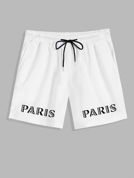 

romwe guys letter graphic drawstring shorts y5th#, Black