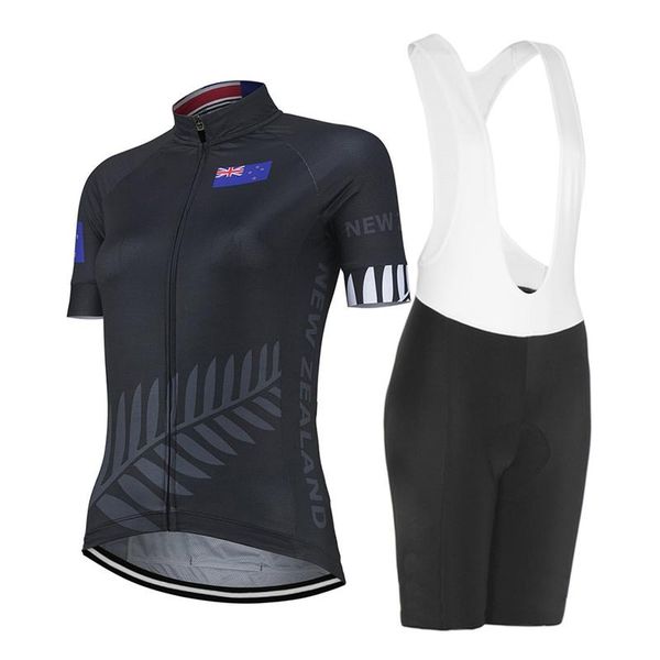 

zealand short sleeve women's cycling jersey set breathable wear bib gel pad bicycle racing sport mtb bike clothing sets, Black;blue