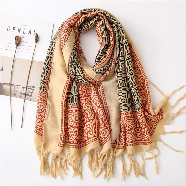 

scarves totem shawl fashion geometric print scarf handmade tassels muslim turban headwear pashmina, Blue;gray