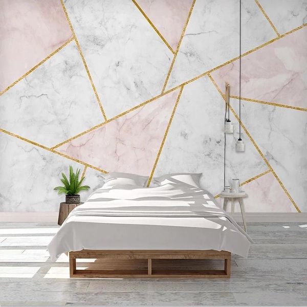 

wallpapers custom mural self adhesive wallpaper modern 3d abstract geometric marble golden lines living room sofa tv background wall decor