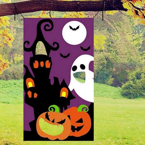 

party decoration halloween curtain children throwing sandbags sandbag game pumpkin ghost1