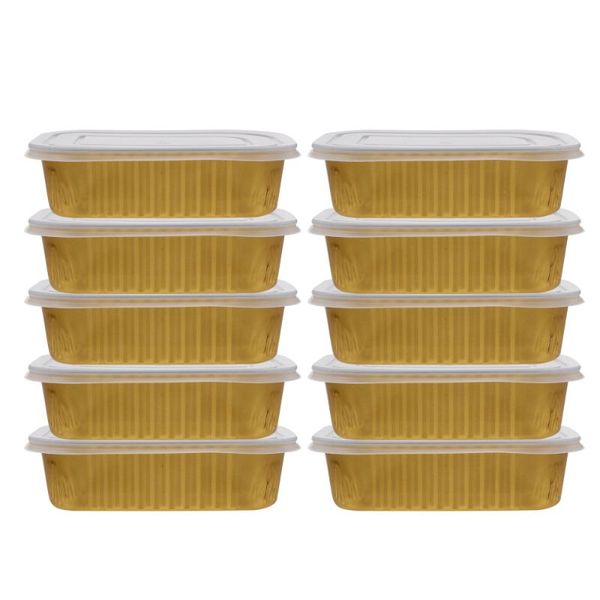 

gift wrap 10pcs disposable bbq pans tin foil barbecue box food container (golden)