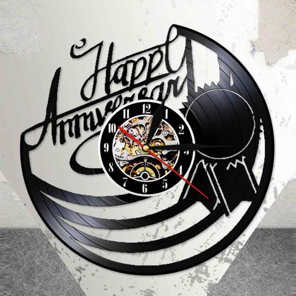

wall clocks happy anniversary record clock custom 12 inch led backlight modern design 3d lighted sign watch sweet honey gift