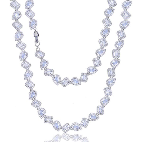

iced out cz chocker hip hop necklace with tear drop square baguette cubic zircon charm necklace for women wedding jewelry x0509, Black