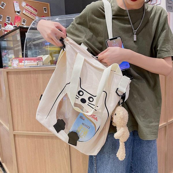 

2021 red one-shoulder bag bucket large-capacity summer net girl japanese soft messenger portable canvas shopping tide jinws