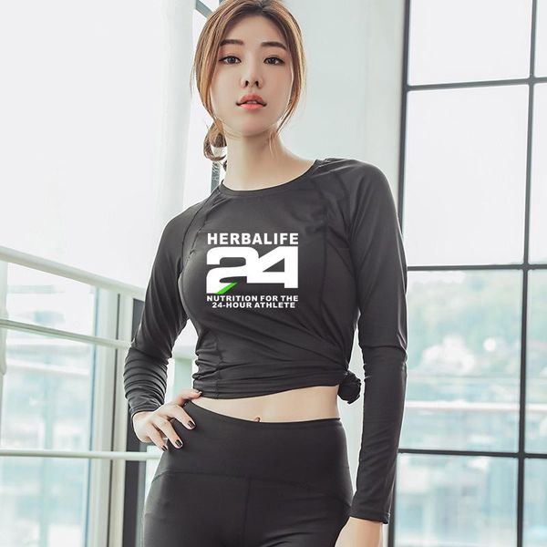 

yoga outfits autumn long sleeve t-shirt women's fitted breathable running sports fitness clothes quick-drying training clot, White;red