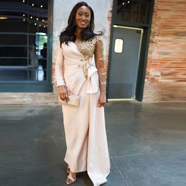 

african mother of the bride dress beads lace appliques v neck plus size long sleeves evening dress sheath aso ebi prom gowns, Black;red