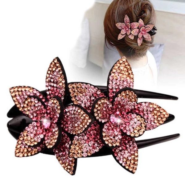 

rhinestone flower hair hairpins crystal barrettes hairgrip fashion elegant party headdress accessories for women1