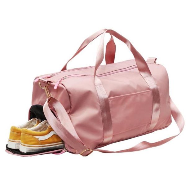 

nylon travel sports gym shoulder bag large waterproof handbags black pink color women men outdoor sport bags 2021