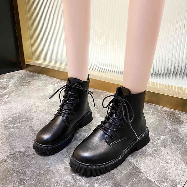 

boots black solid leather goth shoes women's ankle boots medium heels rent to autumn more size heom