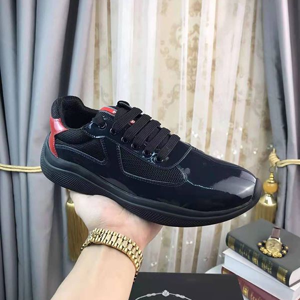 

2021 selling men fashion casual shoes america's cup design patent leather and nylon luxy sneakers mens shoe size 38-45, Black