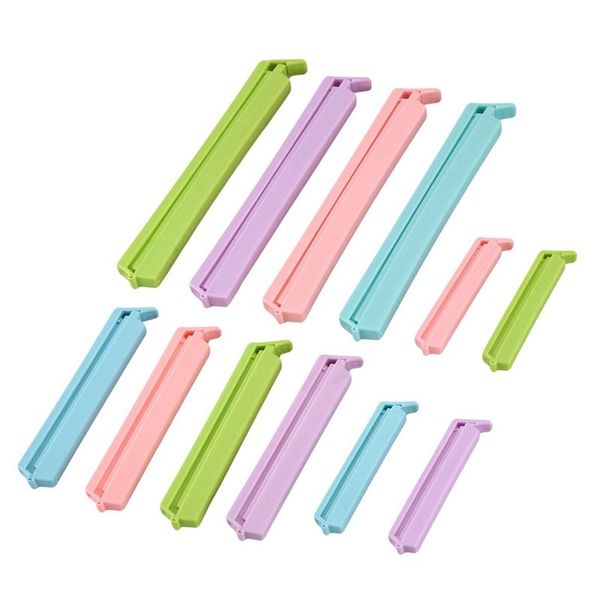 

-12x kitchen plastic storage snack seal sealing bag clips clamp s,m,l