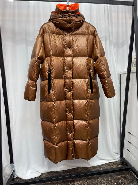 

monclair luxury french ladies women's down jacket maya france brand designer hooded long thick warm hidden button coat, Black