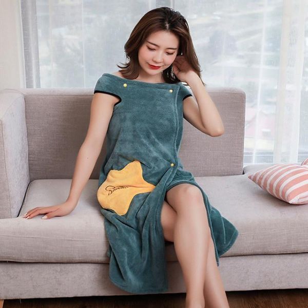 

towel mintiml coral fleece wearable bath dress set bathroom robes womens lady fast drying magical nightwear
