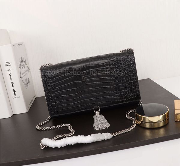 

kate bags women designer crossbody bag black calfskin caviar chain tote crocodile pattern genuine leather shoulder bags tassel purses fashio
