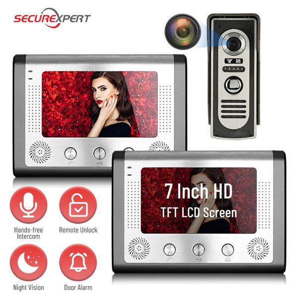 

video door phones two screens wired intercom doorbell home villa smart cat eye monitoring system monitor for