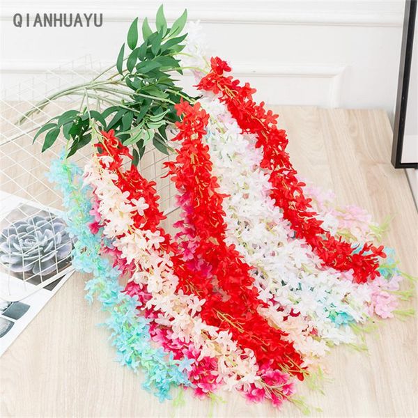 

decorative flowers & wreaths 1pcs pink plastic artificial wisteria flower for garden wall wedding decoration home hanging plant decor
