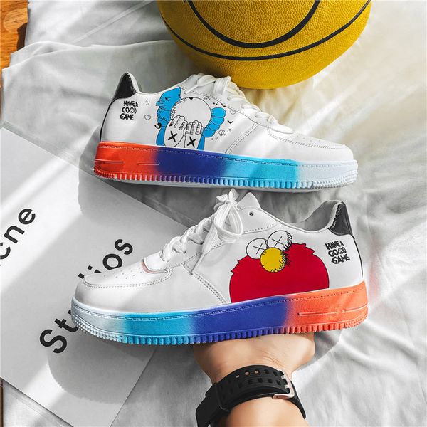 

white cartoon graffiti mens designer sneakers trend colorful sole men casual shoes high platform trainers skateboard shoes men