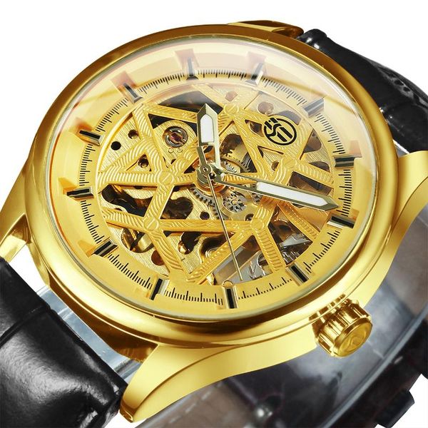 

forsining golden gear movement retro royal classic mechanical watch men casual mens watches male clock relogio wristwatches, Slivery;brown