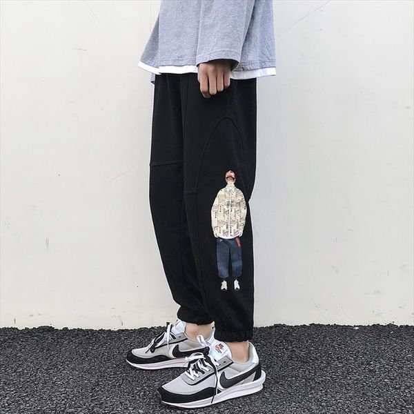

printing leisure casual bound women pant feet knitting grey black loose trousers active elastic joggers sweatpants
