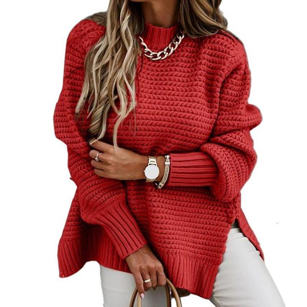 

women's sweaters woman sweaters autumn winter mock neck side split hem long sleeve sweater pullover women sweater long sleeve pu, White;black