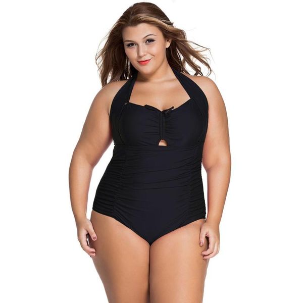 

one-piece suits plus size swimsuit women's push up bodysuit swimwear female large print solid beachwear swimming bating