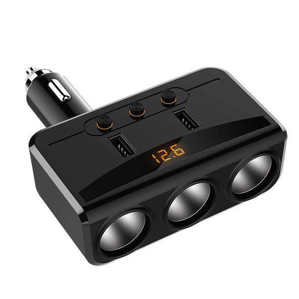 

yantu universal car usb cigarette lighter socket splitter 12v-24v power adapter max 5v 3.1a 3 usb car charger with voltmeter lcd car