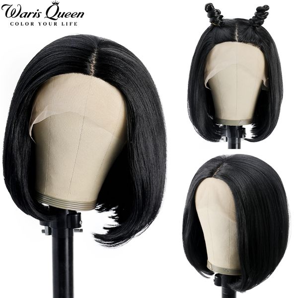 

short stright wig bob black sythetic wgis for black women heat temperature machine made hair natural party lolita cosplay wigs