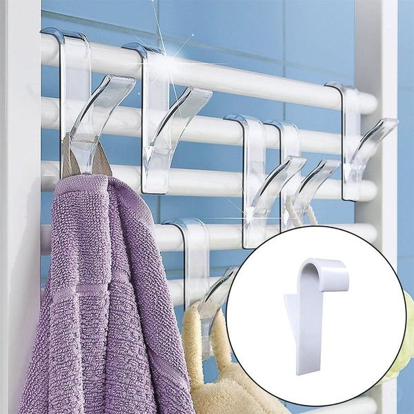 

1/2/4/6pcs white y shape hook towel hanger for heated rail radiator tubular bath holder storage rack hooks & rails