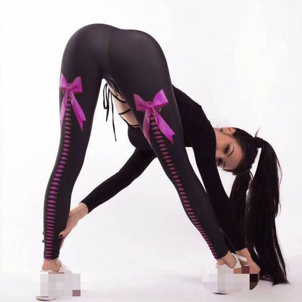 

women's digital printed peach hip seamless shaping self-cultivation yoga lace-up sweatpants fitness pants outfit