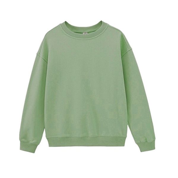 

ies white sweatshirts woman solid color pullovers female jumpers crew neck loose clothes 210813, Black