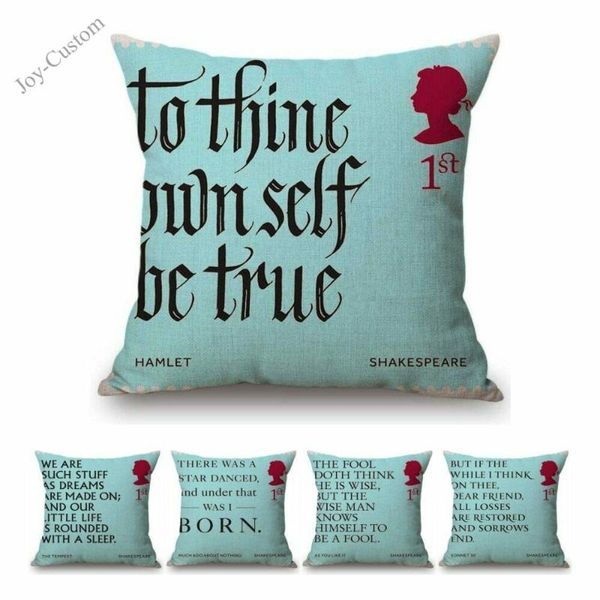 

cushion/decorative pillow literature library aqua shakespeare quotes sonnet letter cushion cover