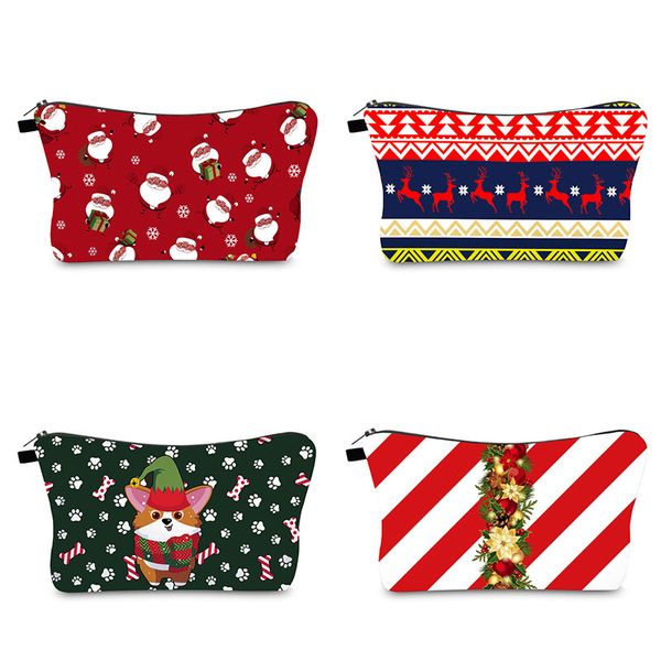 

christmas series elements new printed cosmetic bags clutch bag female multi-purpose zipper travel storage cases large capacity gift wholesal