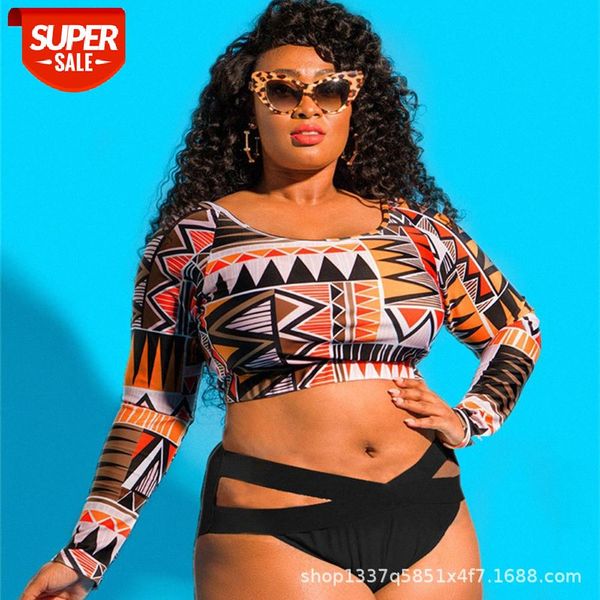 

bathing suits large fat woman three-color long-sleeved conservative slim style split bikini #kk0s, White;black