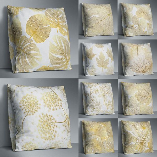 

cushion/decorative pillow golden flower leaf pattern pillowcase polyester fiber soft home decoration sofa cushion cover 18 x inch 45 cm