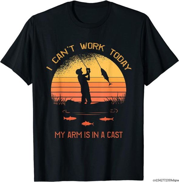 

men's t-shirts fisherman i can't work today my arm is in a cast funny t-shirt, White;black