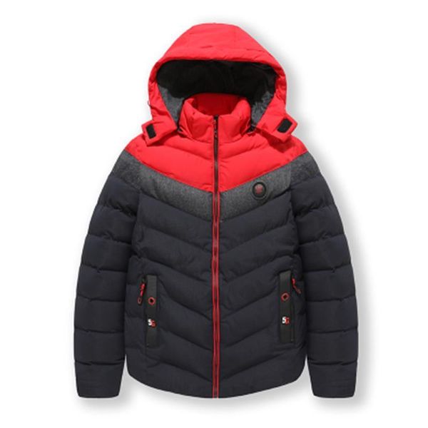 

men's down & parkas winter hooded jackets fashion patchwork zipper mens cotton clothing outdoor thicken warm men coat 2021, Black