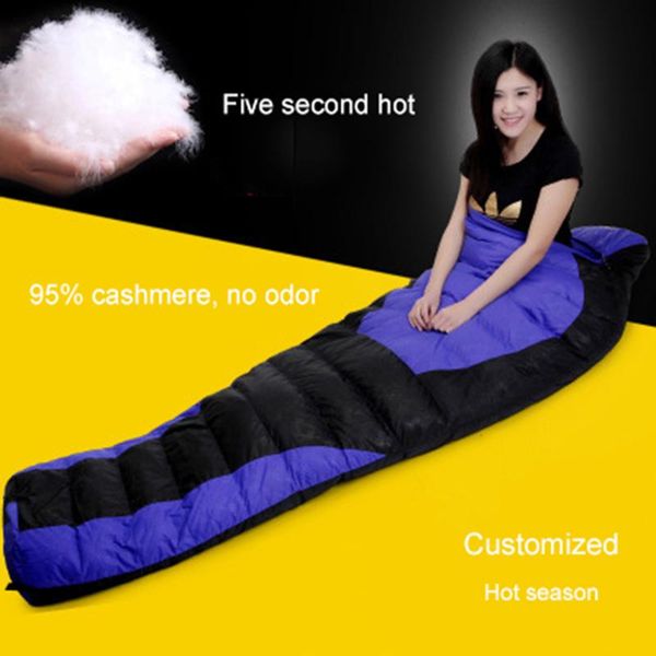 

mummy down sleeping bag outdoor ultra-light duck thickening warm camping autumn winter splicing double bags