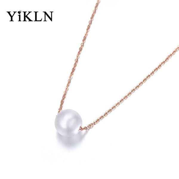 

yikln white simulated pearl pendant necklaces jewelry for women titanium steel chokers necklace christmas gifts yn18005, Golden;silver