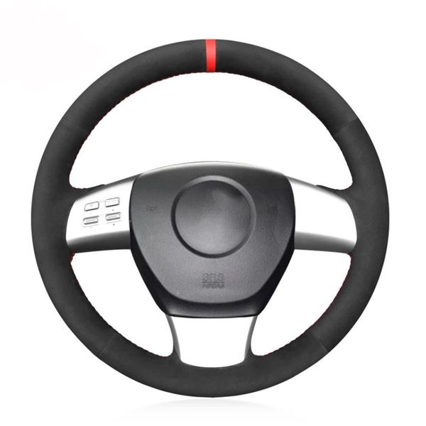 

steering wheel covers hand-stitched black suede red marker soft car cover for 6 (us) 2009-2010 8 2011-2021 cx-9 cx9 2007