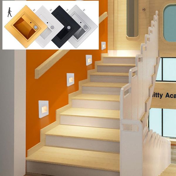 Wandleuchte, LED-Treppeneinbauleuchte, 85–265 V, Wandleuchte, Beleuchtung, Stufen- und Treppenhauslampen, warm-kaltweiß, 86 Montagebox