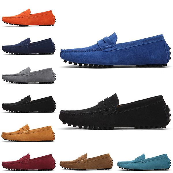 

non-brand men quality dress good suede shoes black dark blue wine red gray orange green brown mens slip on lazy leather shoe eur 38-45 s391