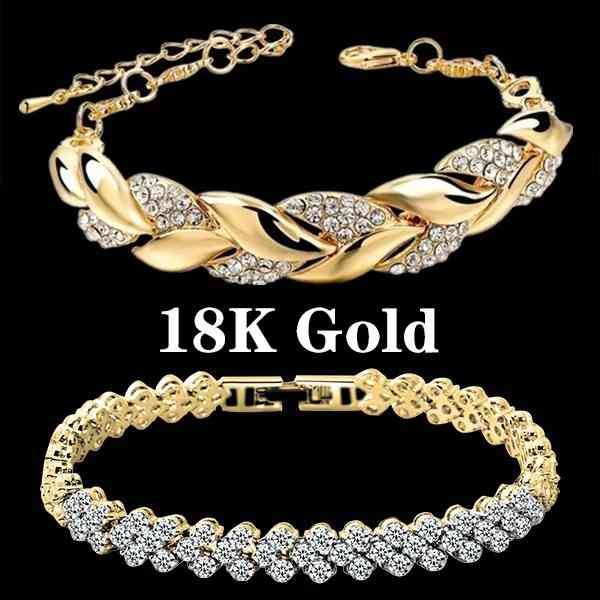 Lussuoso braccialetto da sposa in argento sterling 925 con cristallo 18 carati intrecciato in oro con foglie e diamanti per le donne, regalo di San Valentino
