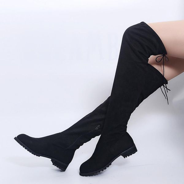

boots 2021 women's over-the-knee winter chunky heels short plush skidproof sole women shoes female 01, Black