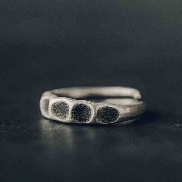 

flower design handmade silver jewelry ring personalized literature art simple couple male female student